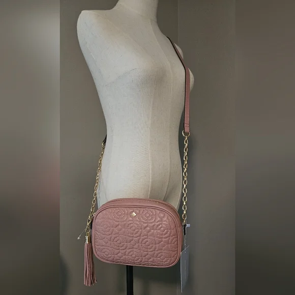 NWT Antonio Melani Larisa Camera Leather Crossbody: Rosette Floral Stitching - Picture 12 of 13